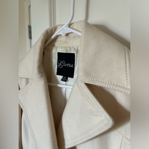 Guess Women's Ivory Wool-Blend Peacoat Size Small - Picture 2 of 9